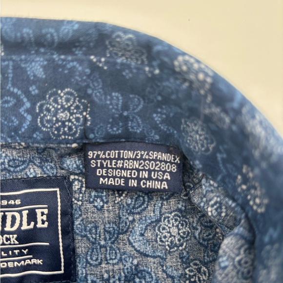 Stylish Blue Paisley Kids Button Down Shirt - Picture 6 of 8